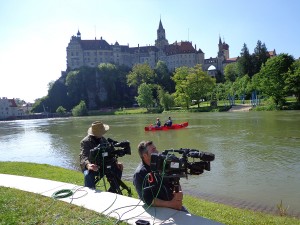 Kanufahrt Andrea Müller und Volker Kugel auf der Donau beim grünzeug-Dreh, Gartenschau Sigmaringen Juni 2013